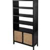 Bookshelves-Kirkland's Home Wood Cane Doors Bookshelf Black