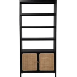Bookshelves-Kirkland's Home Wood Cane Doors Bookshelf Black