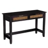 Console Tables-Kirkland's Home Wood Cane Drawers Console Table Black