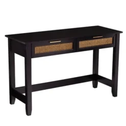 Console Tables-Kirkland's Home Wood Cane Drawers Console Table Black
