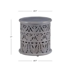 Accent & End Tables-Kirkland's Home Wood Carved Detail Accent Table Gray