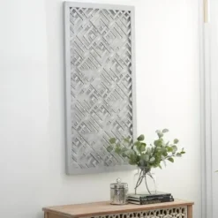 Wall Plaques-Kirkland's Home Wood Carved Diamonds Wall Plaque Gray