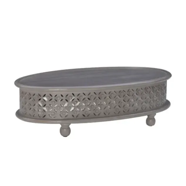 Coffee Tables-Kirkland's Home Wood Carved Medallion Coffee Table Gray