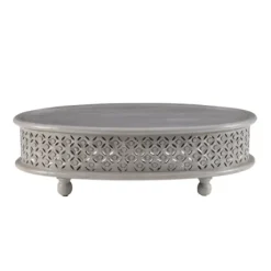 Coffee Tables-Kirkland's Home Wood Carved Medallion Coffee Table Gray