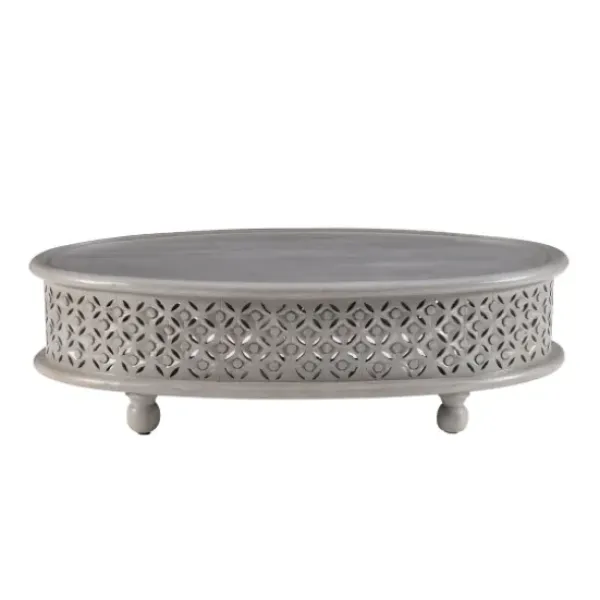 Coffee Tables-Kirkland's Home Wood Carved Medallion Coffee Table Gray