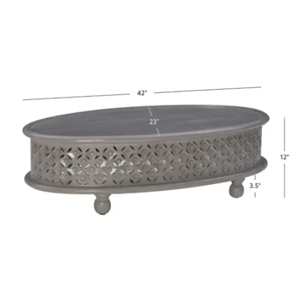 Coffee Tables-Kirkland's Home Wood Carved Medallion Coffee Table Gray