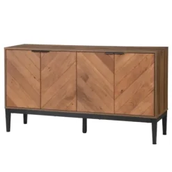 Cabinets & Sideboards-Kirkland's Home Wood Chevron 4-Door Sideboard Brown