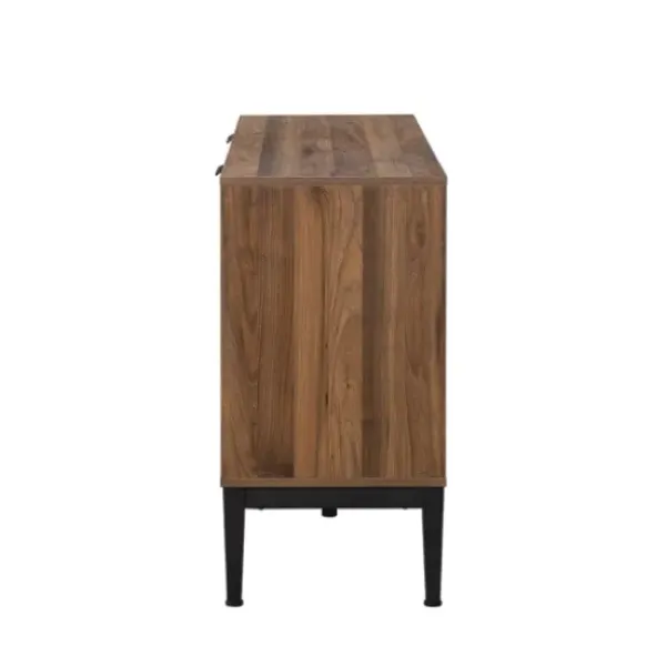 Cabinets & Sideboards-Kirkland's Home Wood Chevron 4-Door Sideboard Brown