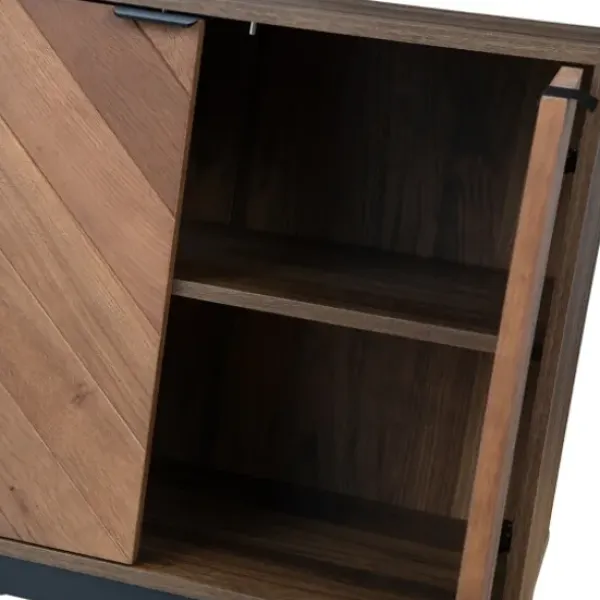 Cabinets & Sideboards-Kirkland's Home Wood Chevron 4-Door Sideboard Brown
