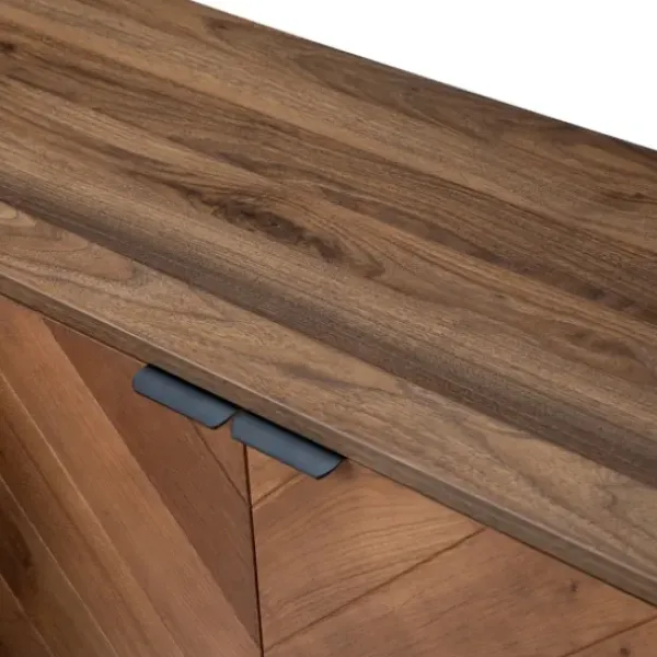 Cabinets & Sideboards-Kirkland's Home Wood Chevron 4-Door Sideboard Brown
