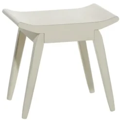 Benches & Ottomans-Kirkland's Home Wood Curved Seat Stool White