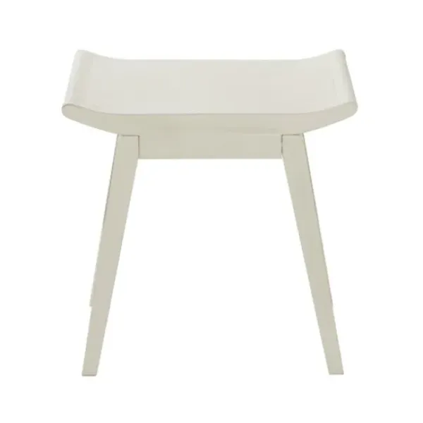 Benches & Ottomans-Kirkland's Home Wood Curved Seat Stool White