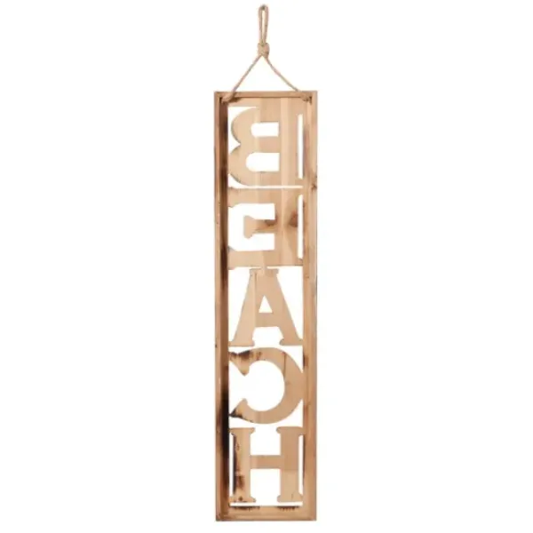 Wall Quotes & Signs-Kirkland's Home Wood Cut-Out Beach Hanging Wall Plaque White/Blue/Brown