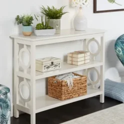 Bookshelves-Kirkland's Home Wood Cut-Out Circles Bookcase White