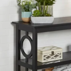 Bookshelves-Kirkland's Home Wood Cut-Out Circles Bookcase Black