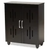Entryway Furniture-Kirkland's Home Wood Cut-Out Shoe Storage Cabinet Black