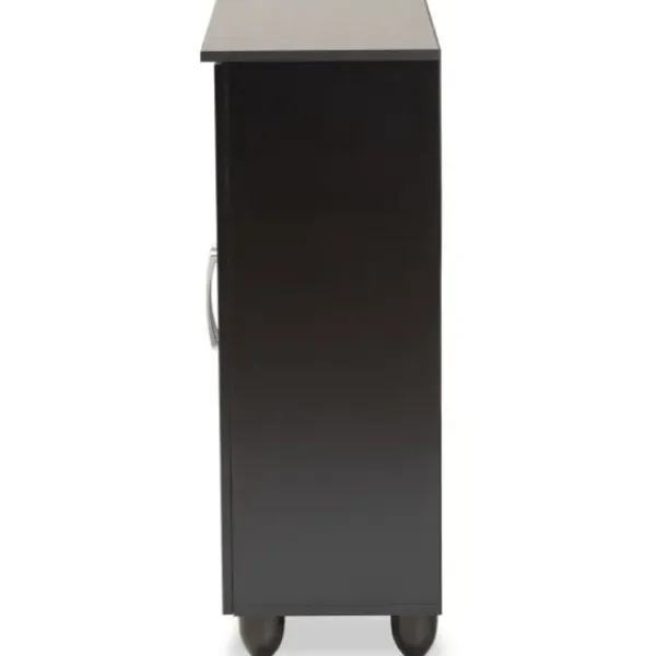 Entryway Furniture-Kirkland's Home Wood Cut-Out Shoe Storage Cabinet Black