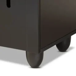 Entryway Furniture-Kirkland's Home Wood Cut-Out Shoe Storage Cabinet Black