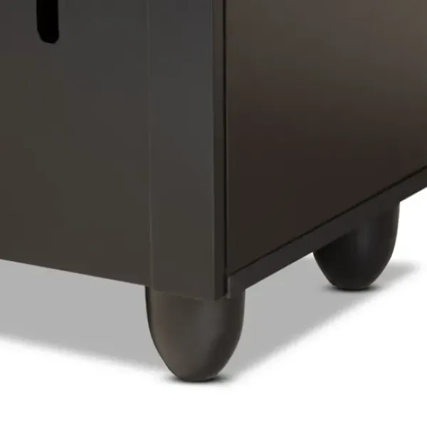 Entryway Furniture-Kirkland's Home Wood Cut-Out Shoe Storage Cabinet Black