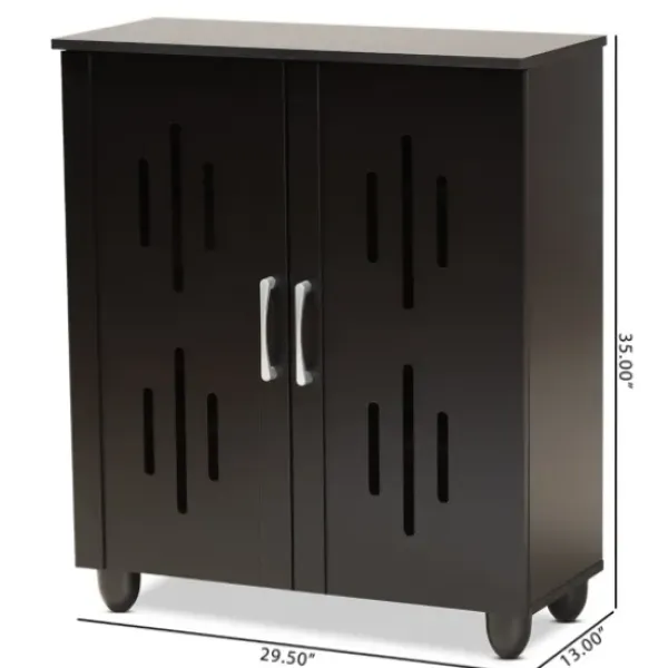 Entryway Furniture-Kirkland's Home Wood Cut-Out Shoe Storage Cabinet Black