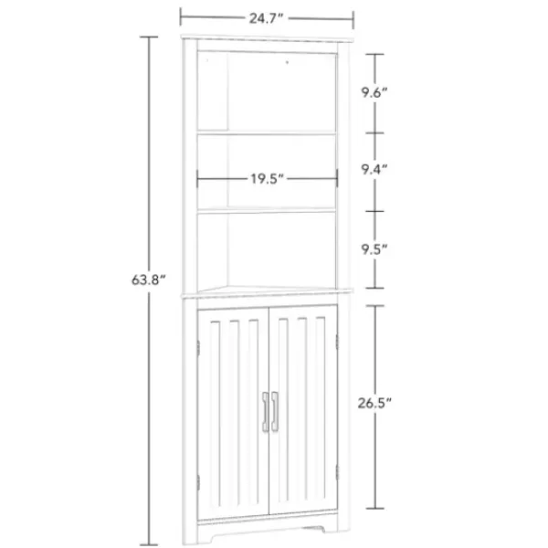 Bathroom Furniture-Kirkland's Home Wood 2-Door Corner Storage Cabinet White