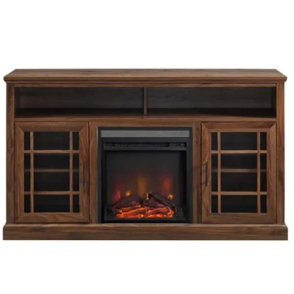 Tv Stands & Media Consoles-Kirkland's Home Wood 2-Door Led Fireplace Cabinet Brown