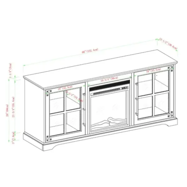 Tv Stands & Media Consoles-Kirkland's Home Wood 2-Door Led Fireplace Cabinet Gray