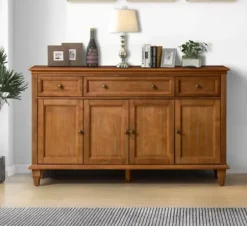 Cabinets & Sideboards-Kirkland's Home Wood 4-Door Sideboard Cabinet Brown