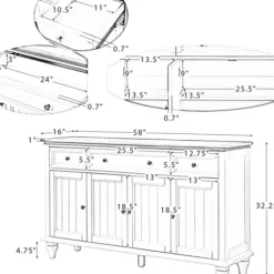 Cabinets & Sideboards-Kirkland's Home Wood 4-Door Sideboard Cabinet Brown
