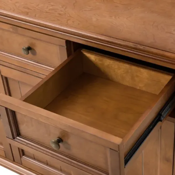 Cabinets & Sideboards-Kirkland's Home Wood 4-Door Sideboard Cabinet Brown