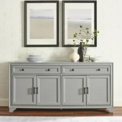 Cabinets & Sideboards-Kirkland's Home Wood 4-Door Sideboard Cabinet Gray