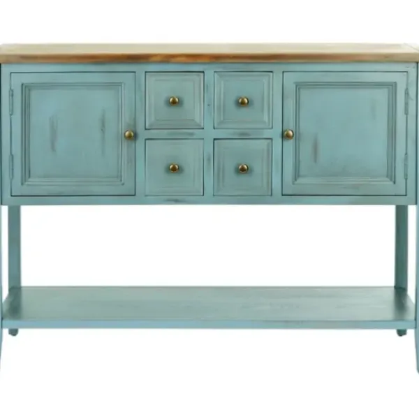 Console Tables-Kirkland's Home Wood 2-Door Storage Console Table Blue