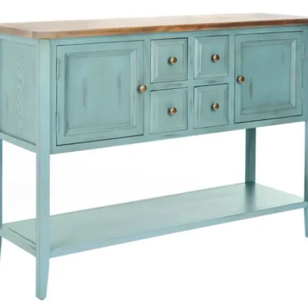 Console Tables-Kirkland's Home Wood 2-Door Storage Console Table Blue