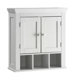 Bathroom Furniture-Kirkland's Home Wood 2-Door Wall Cabinet White