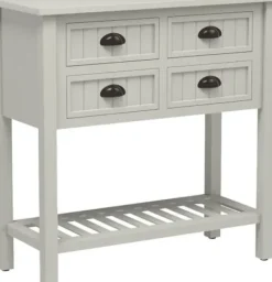 Console Tables-Kirkland's Home Wood 4-Drawer Console Table White