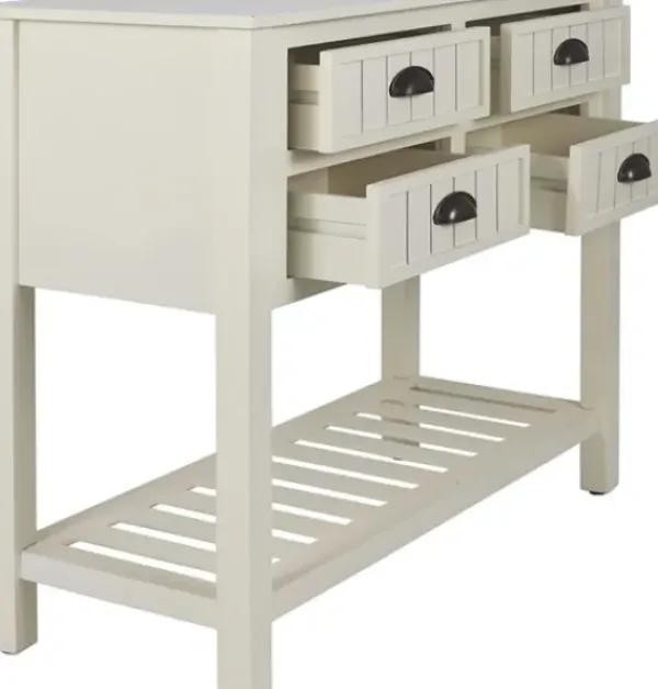 Console Tables-Kirkland's Home Wood 4-Drawer Console Table White