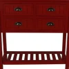 Console Tables-Kirkland's Home Wood 4-Drawer Console Table Red