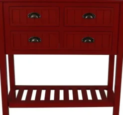 Console Tables-Kirkland's Home Wood 4-Drawer Console Table Red