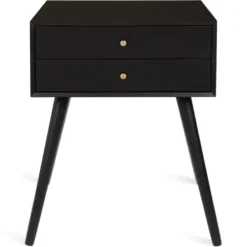 Accent & End Tables-Kirkland's Home Wood 2-Drawer Finco Accent Table Black