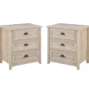 Bathroom Furniture-Kirkland's Home Wood 3-Drawer Nightstands, Set Of 2 Ivory