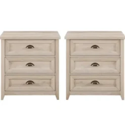 Bathroom Furniture-Kirkland's Home Wood 3-Drawer Nightstands, Set Of 2 Ivory
