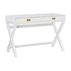 Office Furniture-Kirkland's Home Wood 2-Drawer X-Frame Desk White