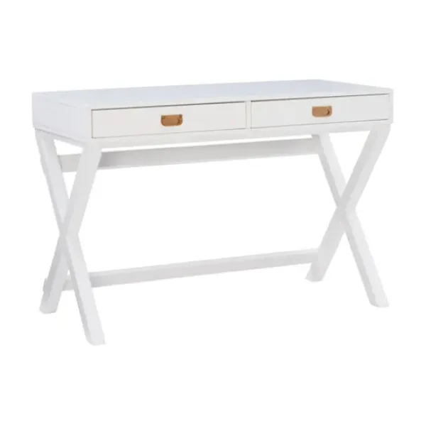 Office Furniture-Kirkland's Home Wood 2-Drawer X-Frame Desk White