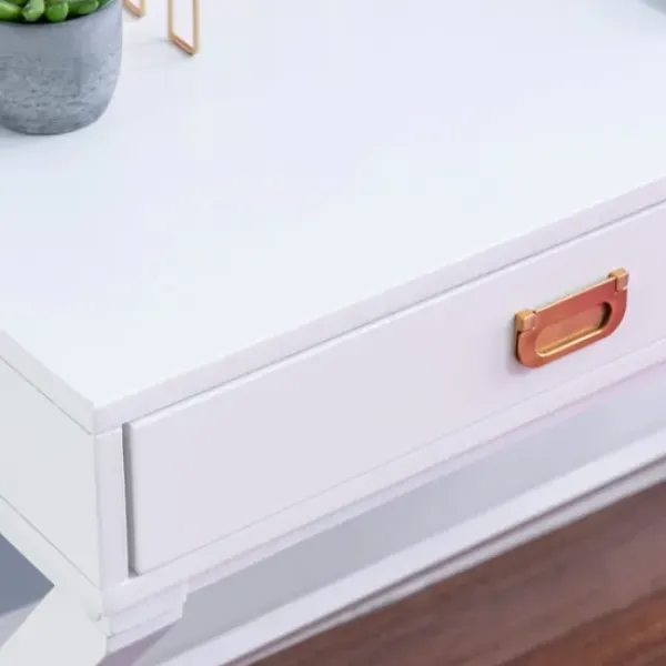 Office Furniture-Kirkland's Home Wood 2-Drawer X-Frame Desk White