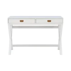 Office Furniture-Kirkland's Home Wood 2-Drawer X-Frame Desk White