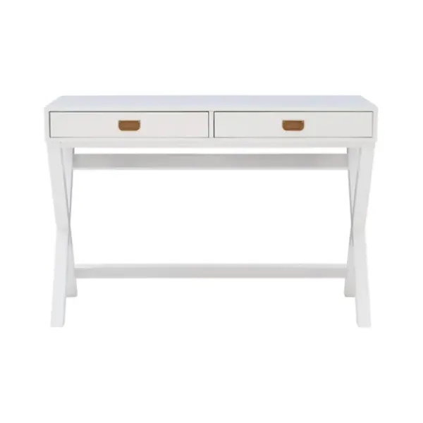 Office Furniture-Kirkland's Home Wood 2-Drawer X-Frame Desk White