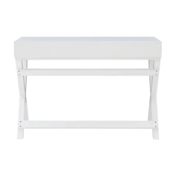 Office Furniture-Kirkland's Home Wood 2-Drawer X-Frame Desk White