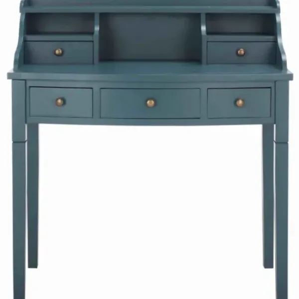 Office Furniture-Kirkland's Home Wood 5-Drawers Desk Blue