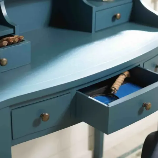 Office Furniture-Kirkland's Home Wood 5-Drawers Desk Blue