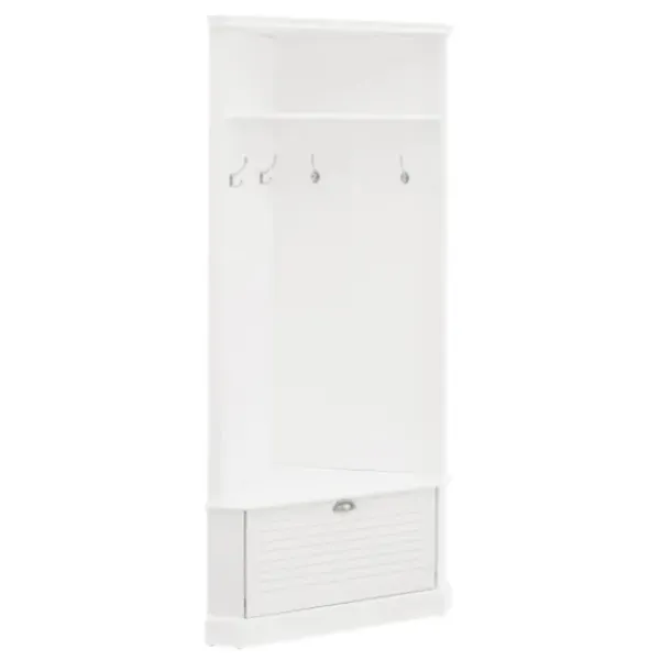 Entryway Furniture-Kirkland's Home Wood Drop Door Corner Hall Tree White